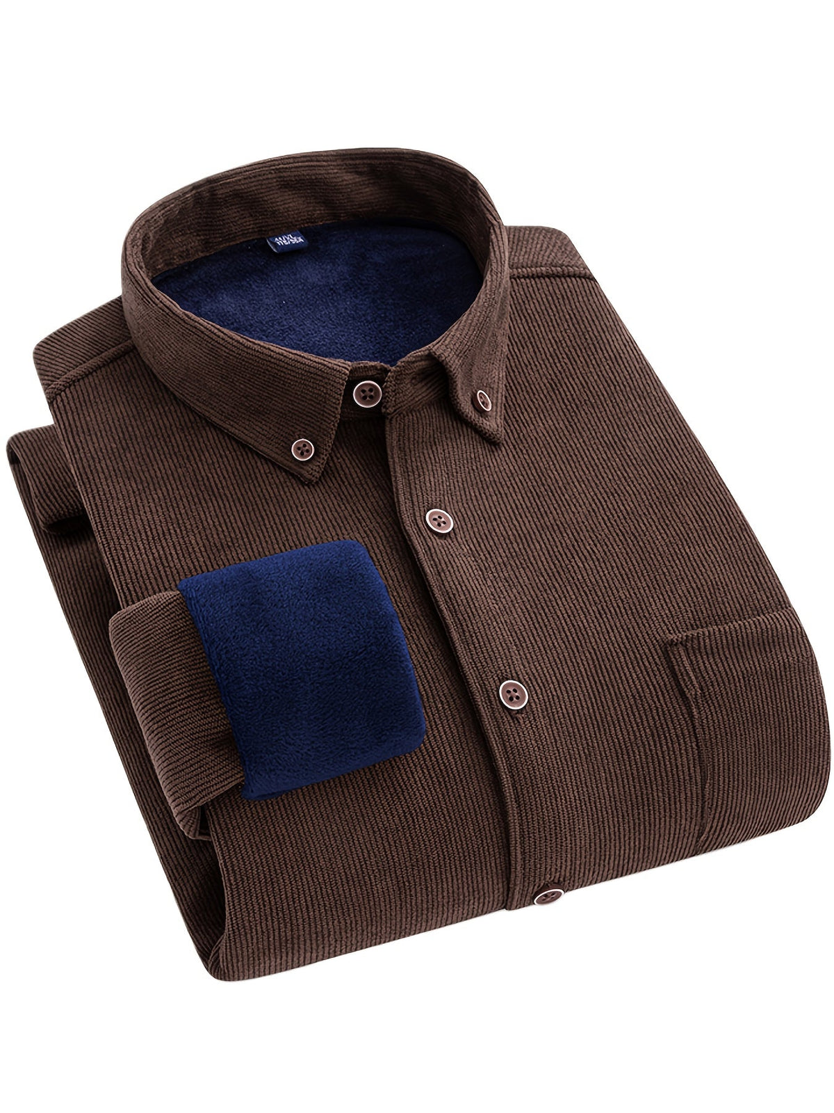 Herren Cordhemd mit Fleecefutter, Langarm, Button-Down-Kragen