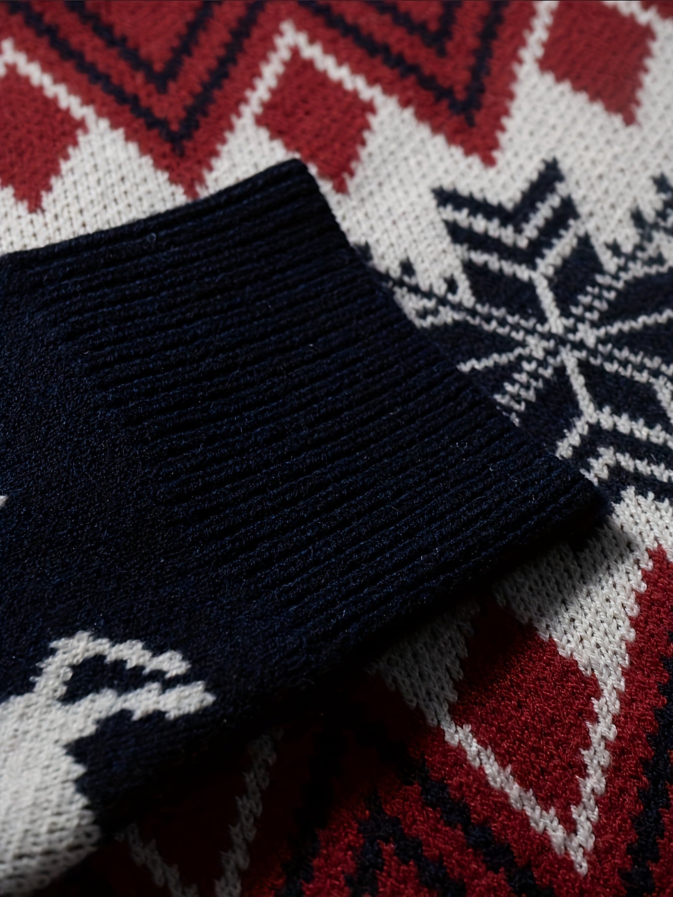 Herren Weihnachtspullover mit Rentier- und Schneeflocken-Muster, Casual Winter Strickpullover