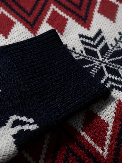 Herren Weihnachtspullover mit Rentier- und Schneeflocken-Muster, Casual Winter Strickpullover