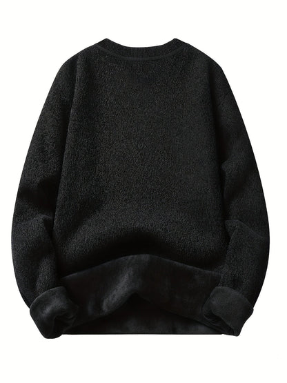 Unisex Langarm Sweatshirt Rundhals Fleece-Futter Melange-Optik