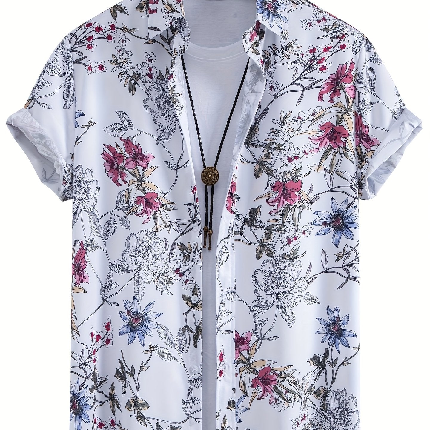 Herren Kurzarm Freizeithemd mit Muschel-Print – Modernes Urlaubshemd für Strand und Sommer