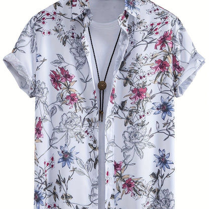 Herren Kurzarm Freizeithemd mit Muschel-Print – Modernes Urlaubshemd für Strand und Sommer