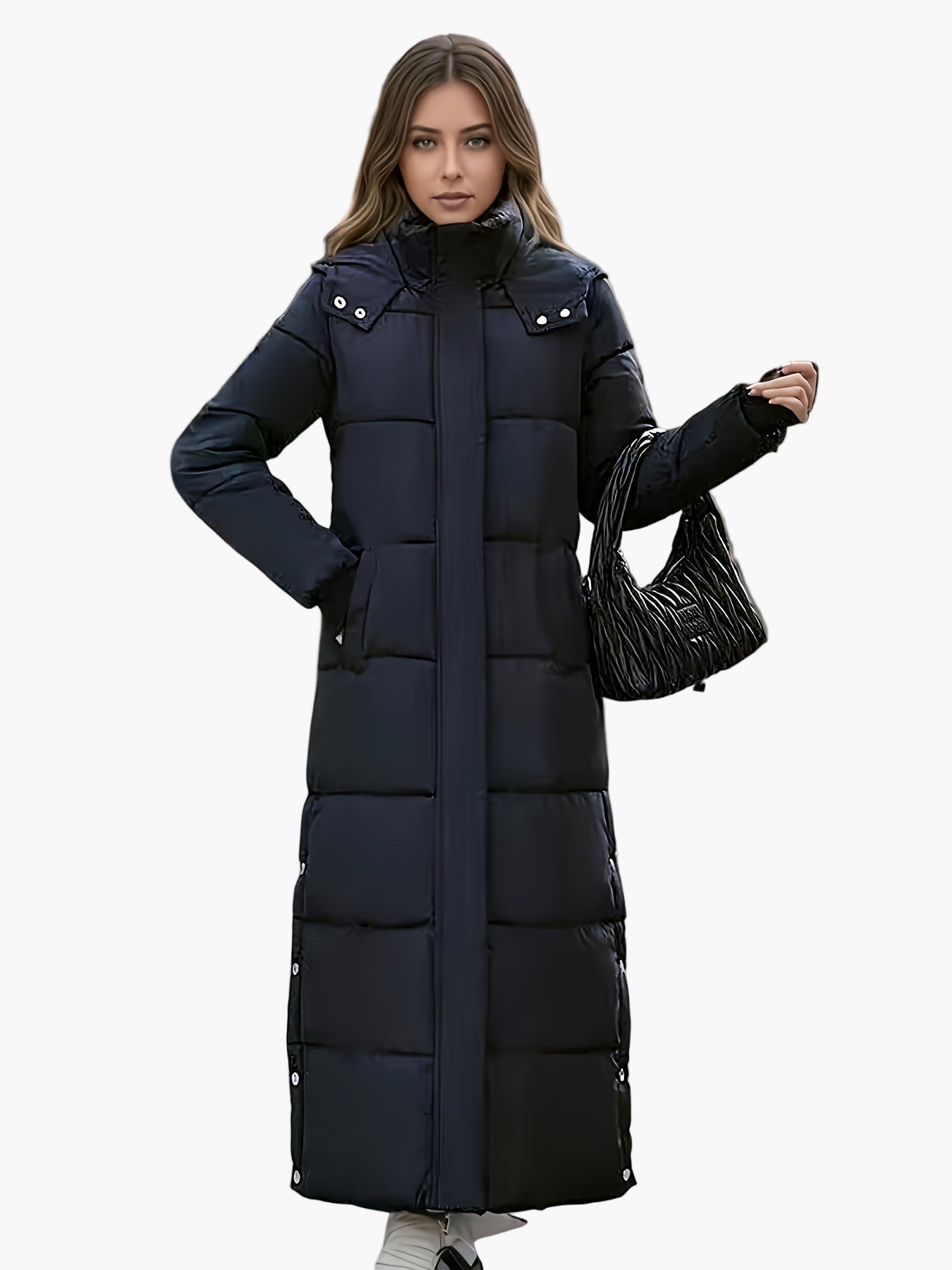 Damen Steppmantel Winter Elegant Lang mit Kapuze – Perfekt für kalte Tage