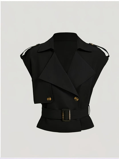 Damen ärmellose Trenchweste mit Gürtel – Eleganter Business- und City-Look