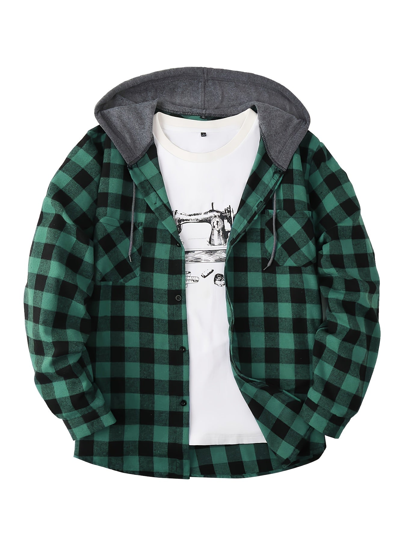Herren Karo-Hemdjacke mit Kapuze – Lässige Streetwear für Alltag und Freizeit