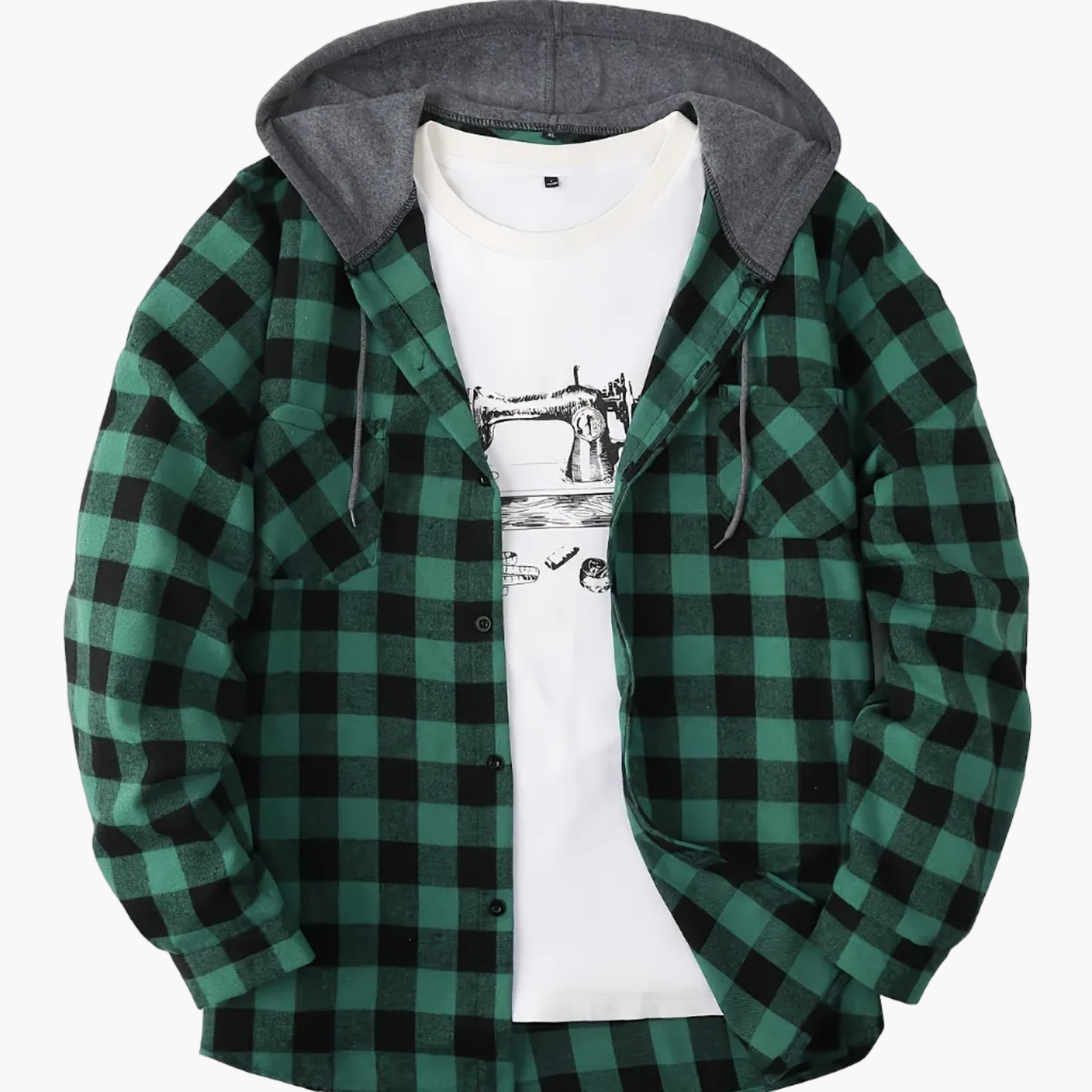 Herren Karo-Hemdjacke mit Kapuze – Lässige Streetwear für Alltag und Freizeit