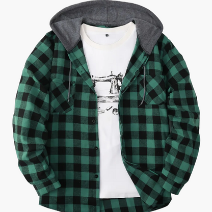 Herren Karo-Hemdjacke mit Kapuze – Lässige Streetwear für Alltag und Freizeit