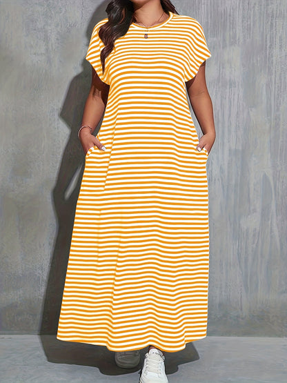 Damen Maxikleid im Streifenlook – Freizeit & Alltag, bequemer Schnitt, modern