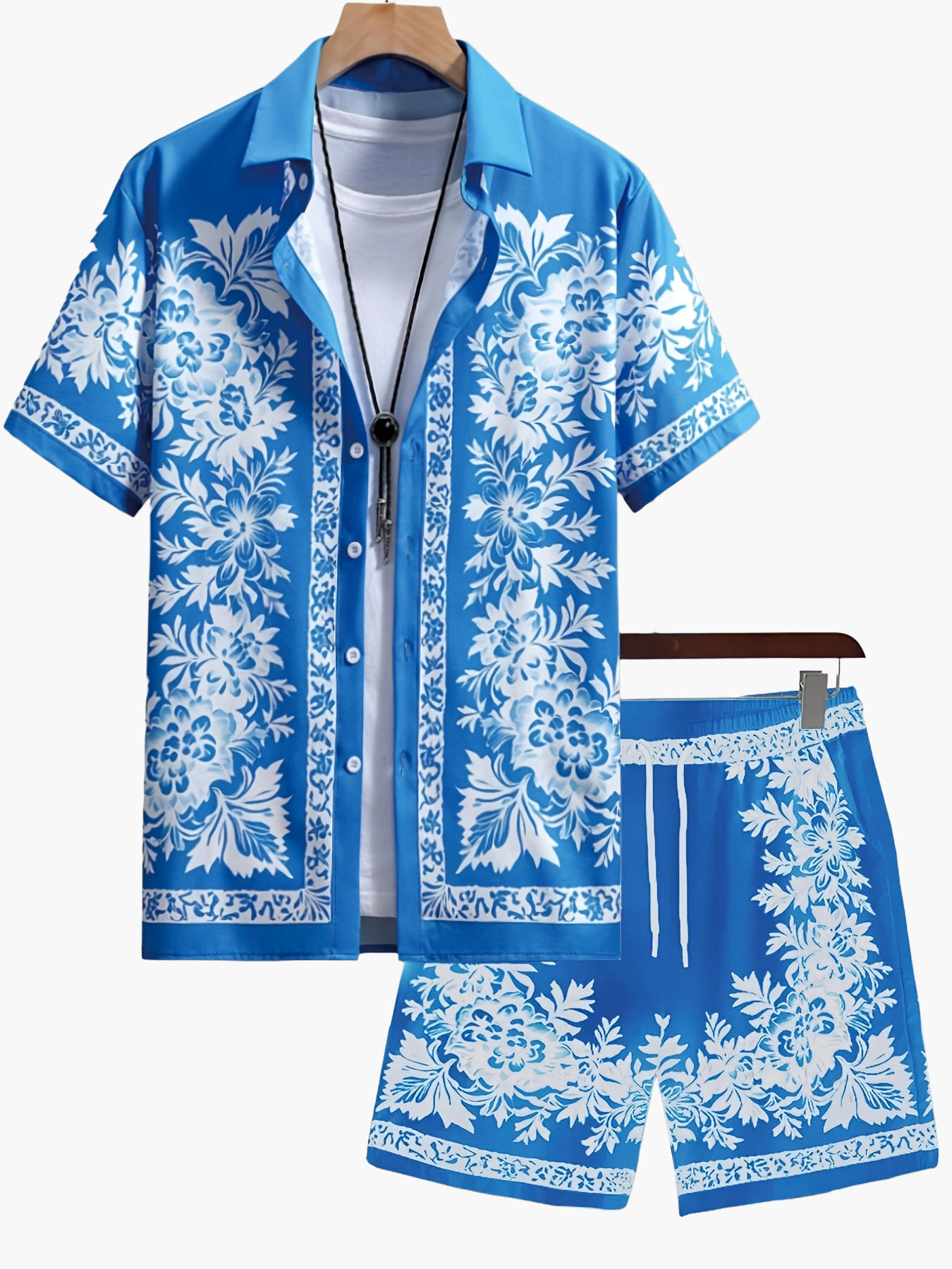 Herren Sommer Set mit Kurzarmhemd und Shorts – Eleganter Freizeitstil mit Blumenmuster für Urlaub & Alltag
