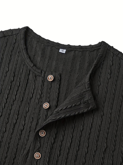 Herren Henley T-Shirt Kurzarm – Lässiges Sommer-Oberteil mit Knopfleiste, modischer Struktur-Look