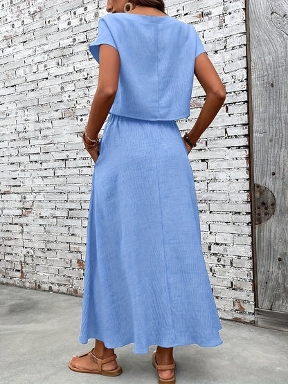 Damen Zweiteiliges Set – Elegantes Sommer-Outfit mit Crop Top und Maxirock, Modernes Freizeit-Ensemble