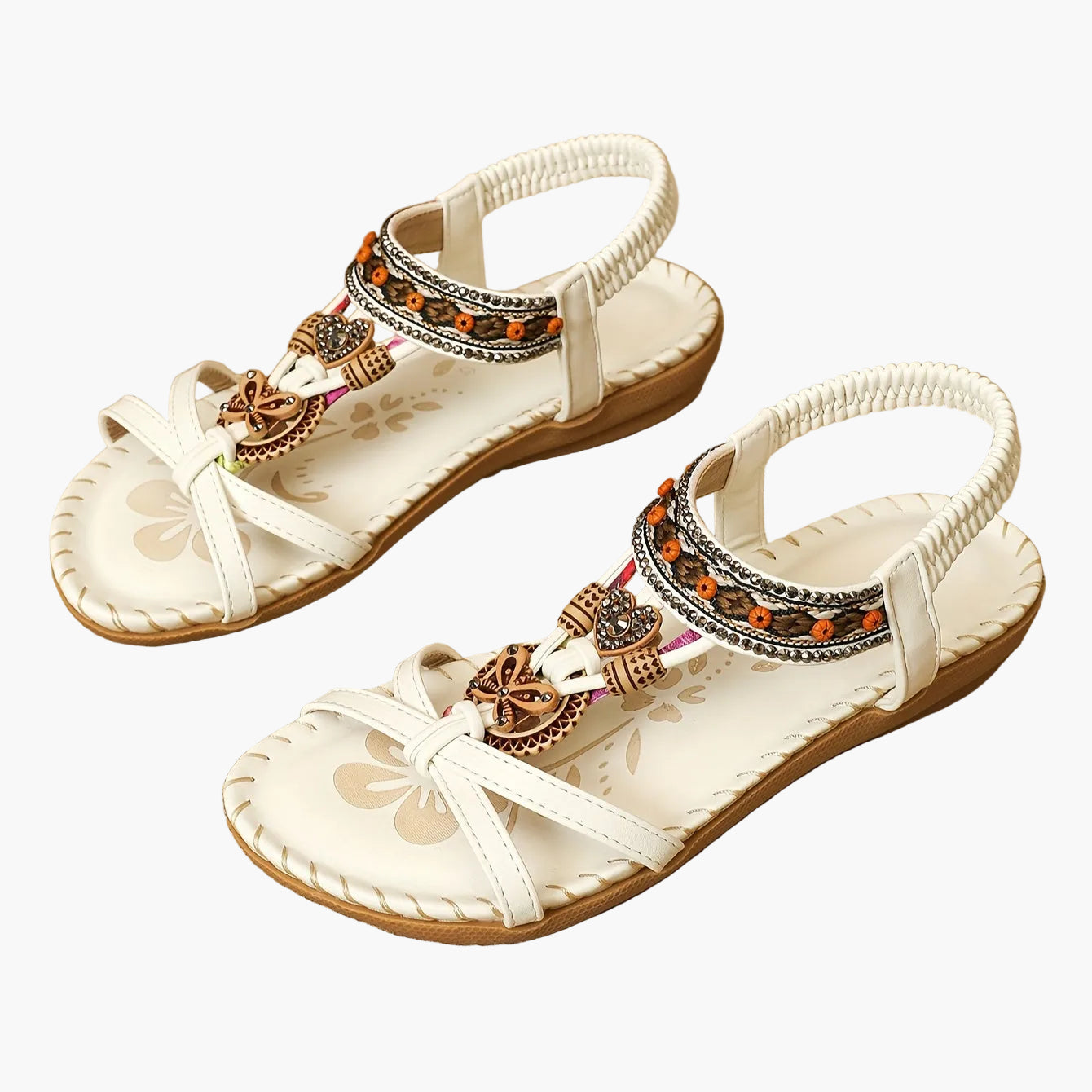 Damen Boho Sandalen mit Schmuckelementen – Bequeme Freizeitschuhe für Sommer & Urlaub