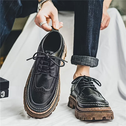 Herren Vintage Brogue Schnürschuhe – Elegante Alltagsschuhe mit Profilsohle