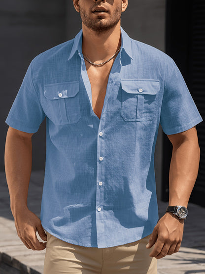 Herren Kurzarm Freizeithemd mit Brusttaschen – Legerer Sommer Style für Alltag und Urlaub