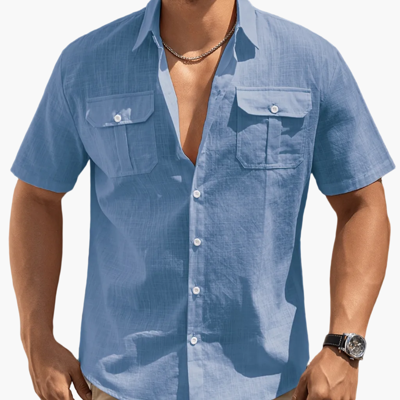Herren Kurzarm Freizeithemd mit Brusttaschen – Legerer Sommer Style für Alltag und Urlaub