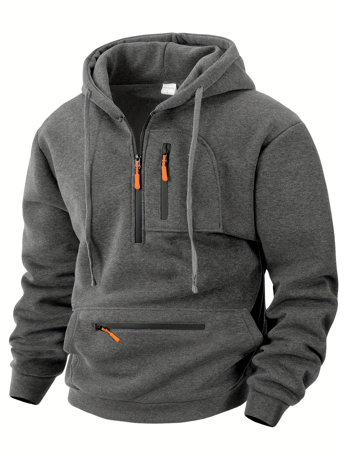 Herren Hoodie mit Reißverschluss, Kängurutasche und Kapuze