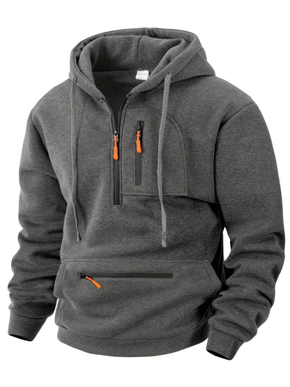 Herren Hoodie mit Reißverschluss, Kängurutasche und Kapuze