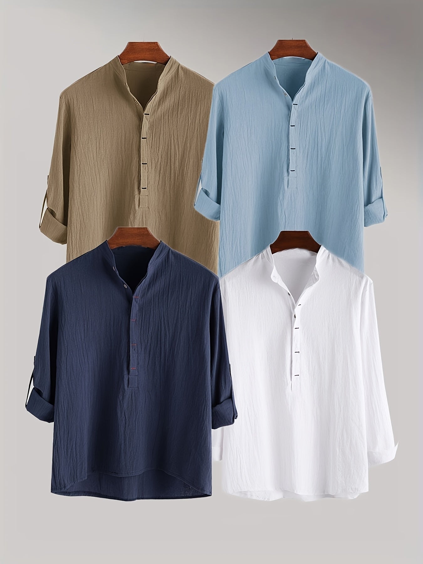 Herren Henley Langarmshirt mit Stehkragen und Knopfleiste – Modernes Freizeitoberteil für Alltag und Urlaub