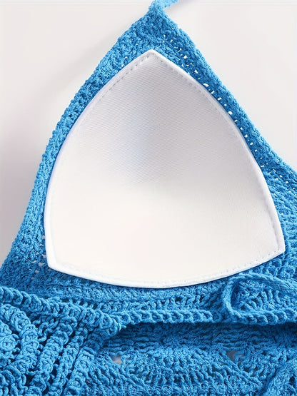 Damen Boho Häkel-Haltertop mit Fransen – Sommer Festival Oberteil