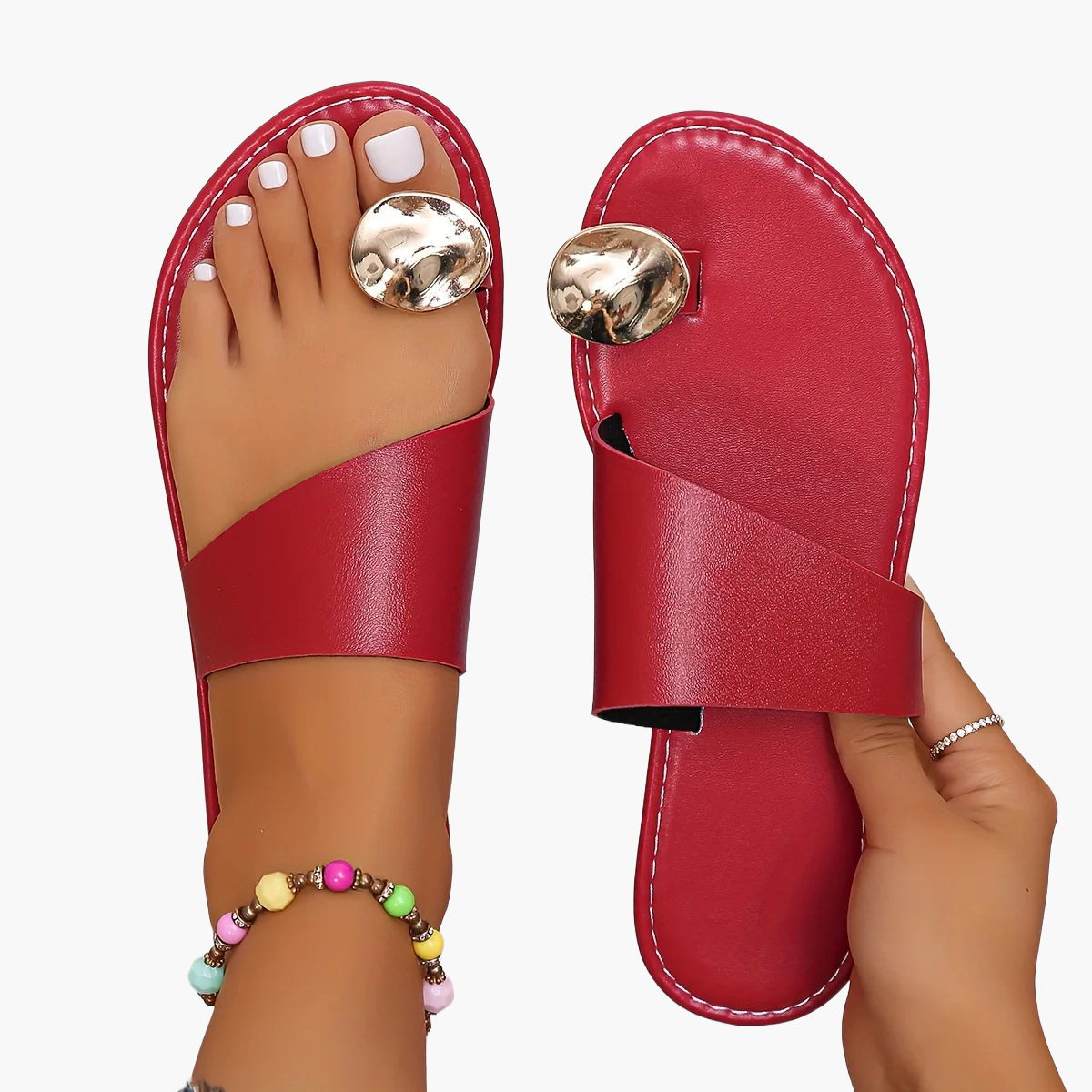 Damen Sandalen mit modernem Zehenring und breitem Riemen – Stilvolle Sommerschuhe für Freizeit & Urlaub