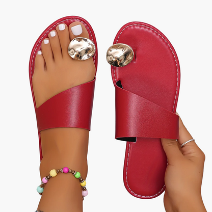 Damen Sandalen mit modernem Zehenring und breitem Riemen – Stilvolle Sommerschuhe für Freizeit & Urlaub
