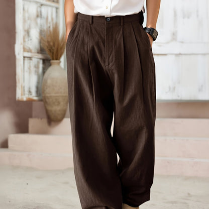 Herren Weit Geschnittene Anzughose mit Bundfalten – Moderner Vintage-Look für Freizeit und Büro