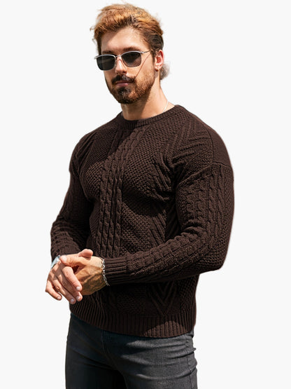 Herren Strickpullover mit Zopfmuster – Modischer Freizeitpulli für Herbst & Winter