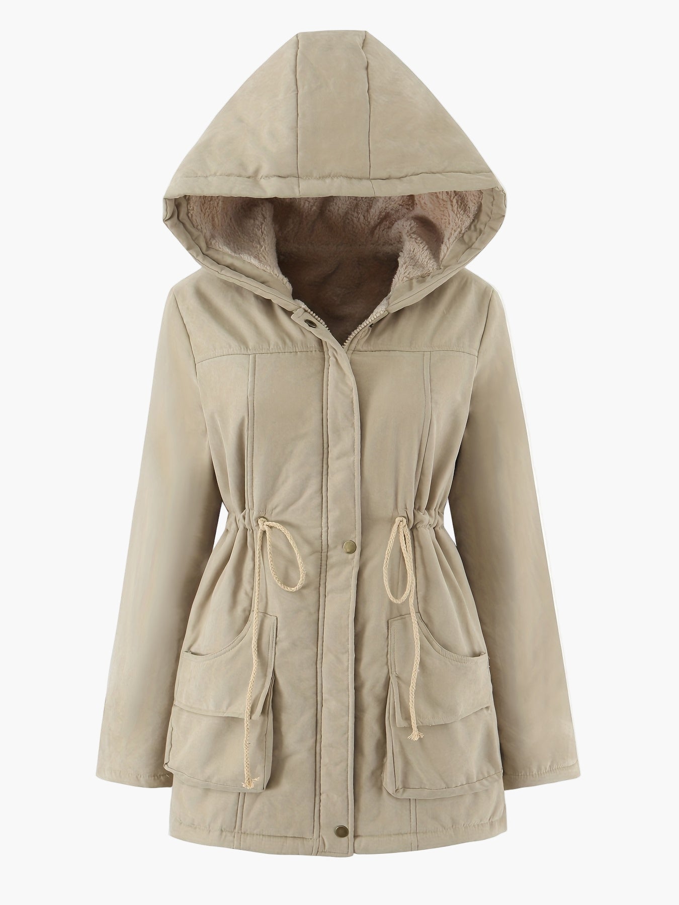 Damen Winterparka mit Kapuze und Fleece-Futter – Lässiger Outdoor-Mantel