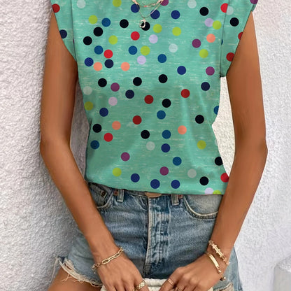 Damen Polka Dot Top mit Schulter-Details – Stilvolles Freizeitshirt