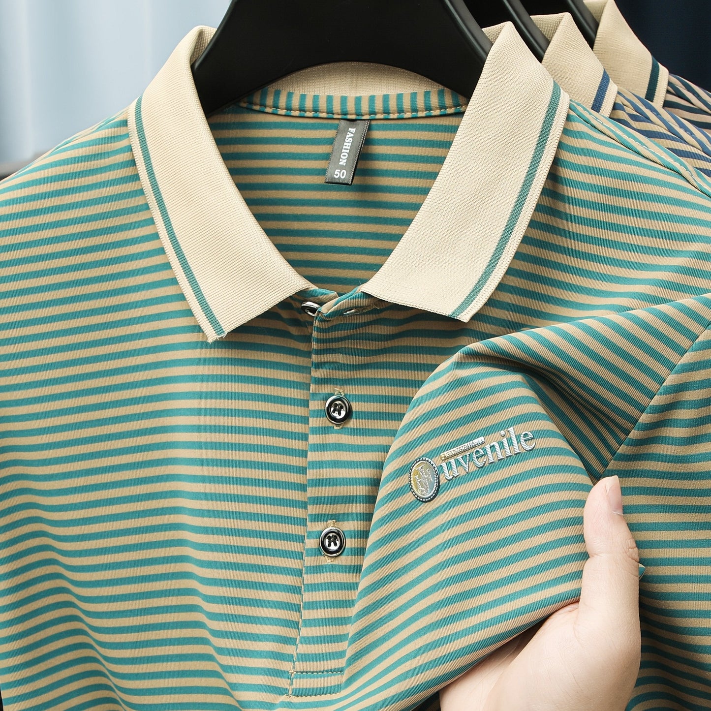Herren Polo-Shirt mit Streifenmuster und Stickerei – Modisch & Vielseitig für Alltag und Freizeit