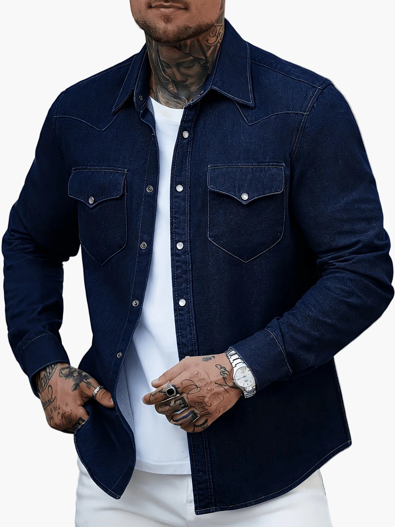 Herren Denim Hemd im Western-Stil – Lässige Mode für Alltag & Freizeit