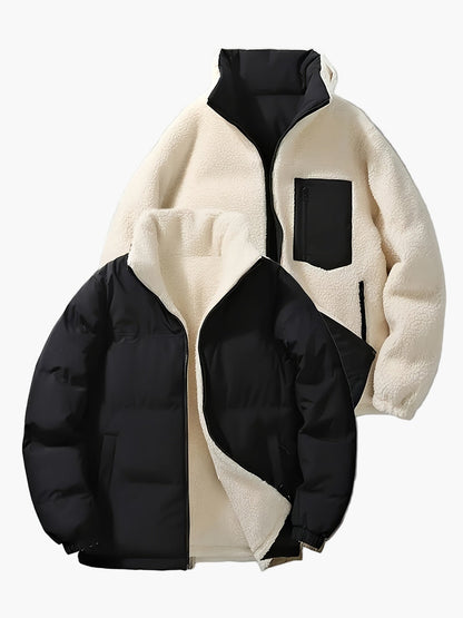 Herren Reversible Fleecejacke für Herbst und Winter – Casual Style, Wendemodell, Outdoor Freizeitjacke