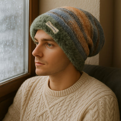 Unisex Winter Beanie Strickmütze mit weichem Futter & Farbverlauf