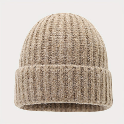 Geripptes Strickmützen-Schal-Handschuh-Set, Winter Accessoire Set in Uni-Farben
