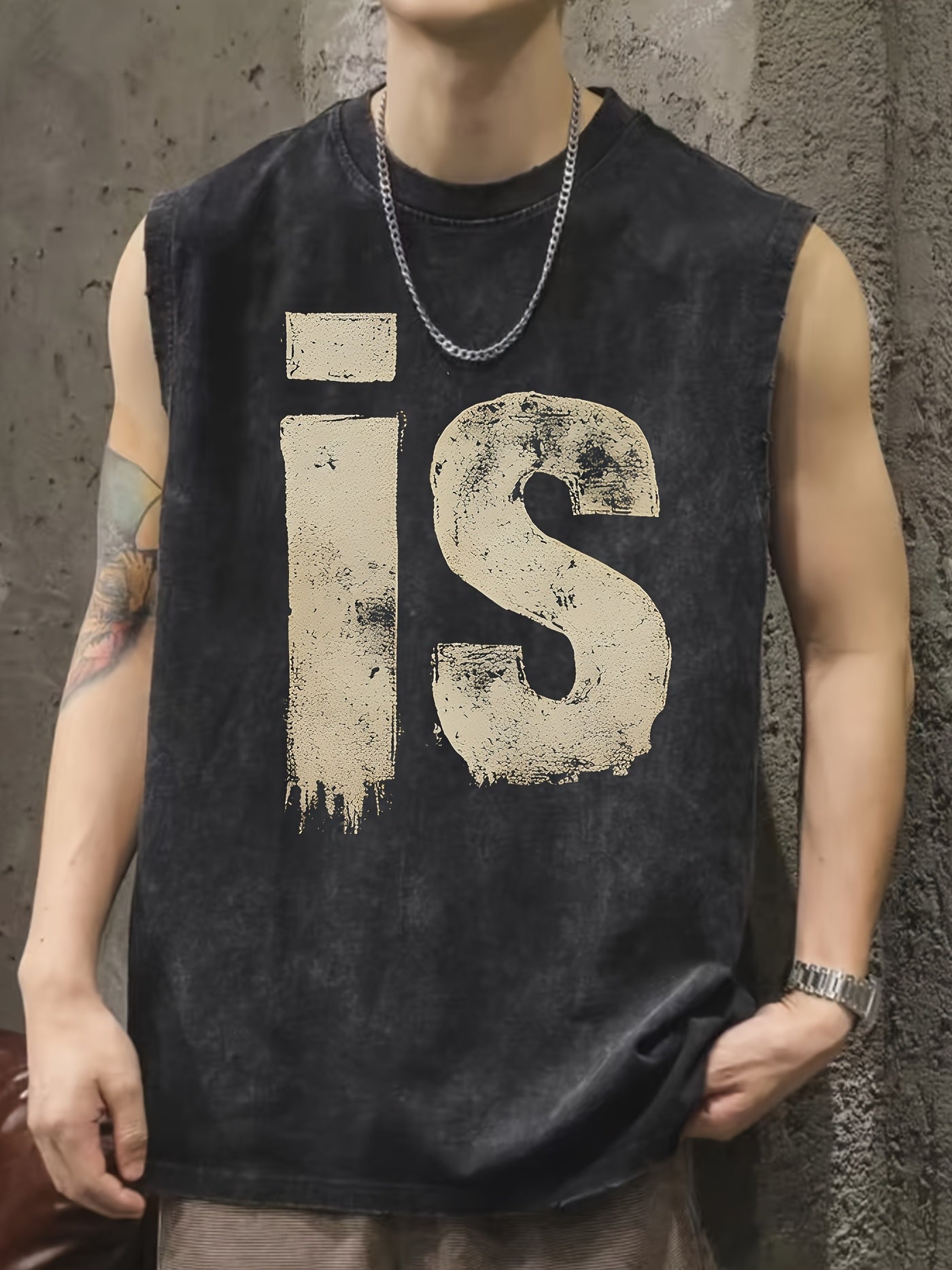 Herren Urban Streetwear Muskelshirt mit Vintage Print und lässigem Schnitt