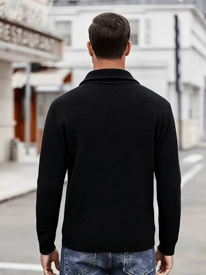 Herren Cardigan mit Schalkragen, Knopfleiste und Taschen, marineblau
