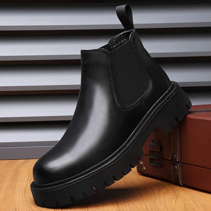 Chelsea Boots Herren Schwarz mit Profilsohle