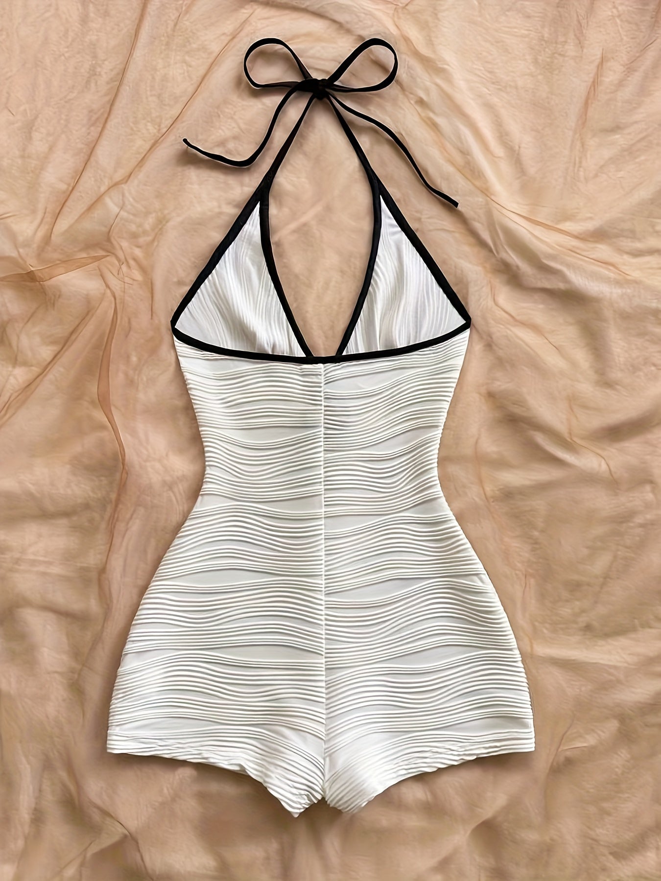 Damen Badeanzug mit Wellenstruktur und Boyshort-Schnitt – Eleganter Einteiler für Strand und Pool