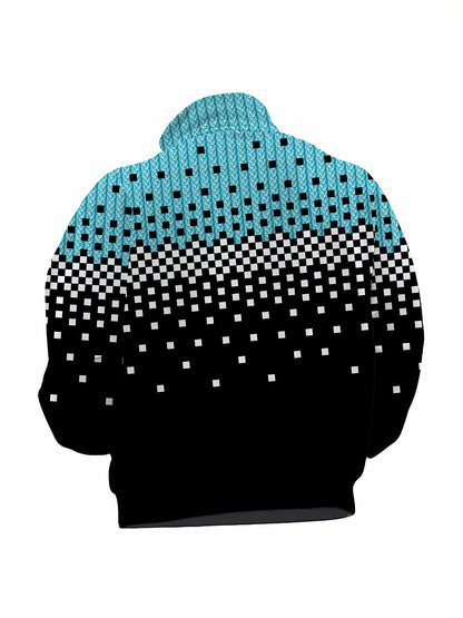 Herren Halb-Reißverschluss Pullover mit Farbverlauf und Muster, Langarm