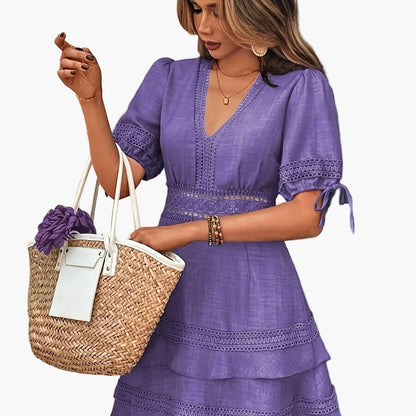 Damen Sommerkleid Elegant mit Spitze und Rüschen – Perfekt für Freizeit & Urlaub