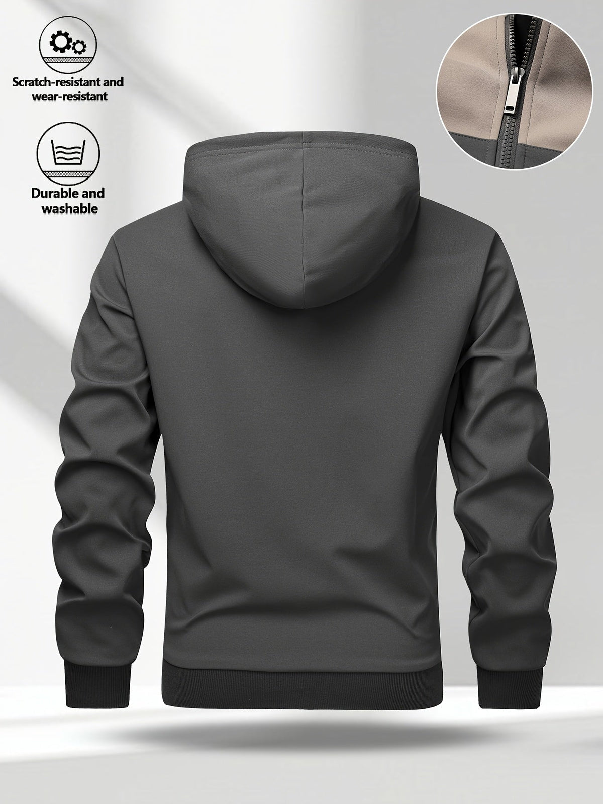 Herren Kapuzenjacke mit Reißverschluss, Farbblock-Design, Taschen, Weiches Material