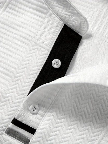 Herren Struktur Henley Shirt – Stilvolles Gewebtes Poloshirt für Freizeit und Business