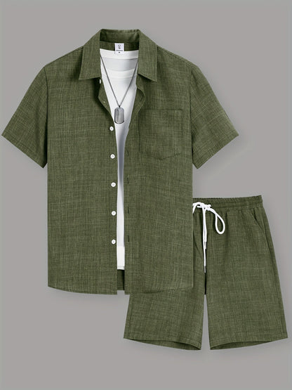 Herren Sommer Freizeit Set – Kurzarm Hemd & Shorts, Modernes 2-teiliges Outfit für Alltag und Urlaub