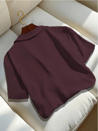 Damen Bluse mit Knopfleiste und klassischem Kragen – Lässiger und eleganter Stil für Alltag und Büro
