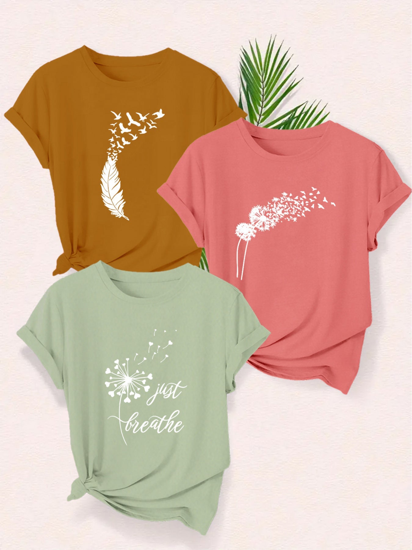 Damen Grafik T-Shirt mit Naturmotiven und inspirierendem Aufdruck – Freizeitmode, künstlerischer Stil, entspannter Look