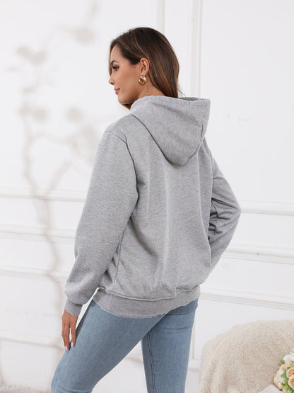 Gefütterter Hoodie mit Kapuze und Bauchtasche für Damen, Wärmeisolierend