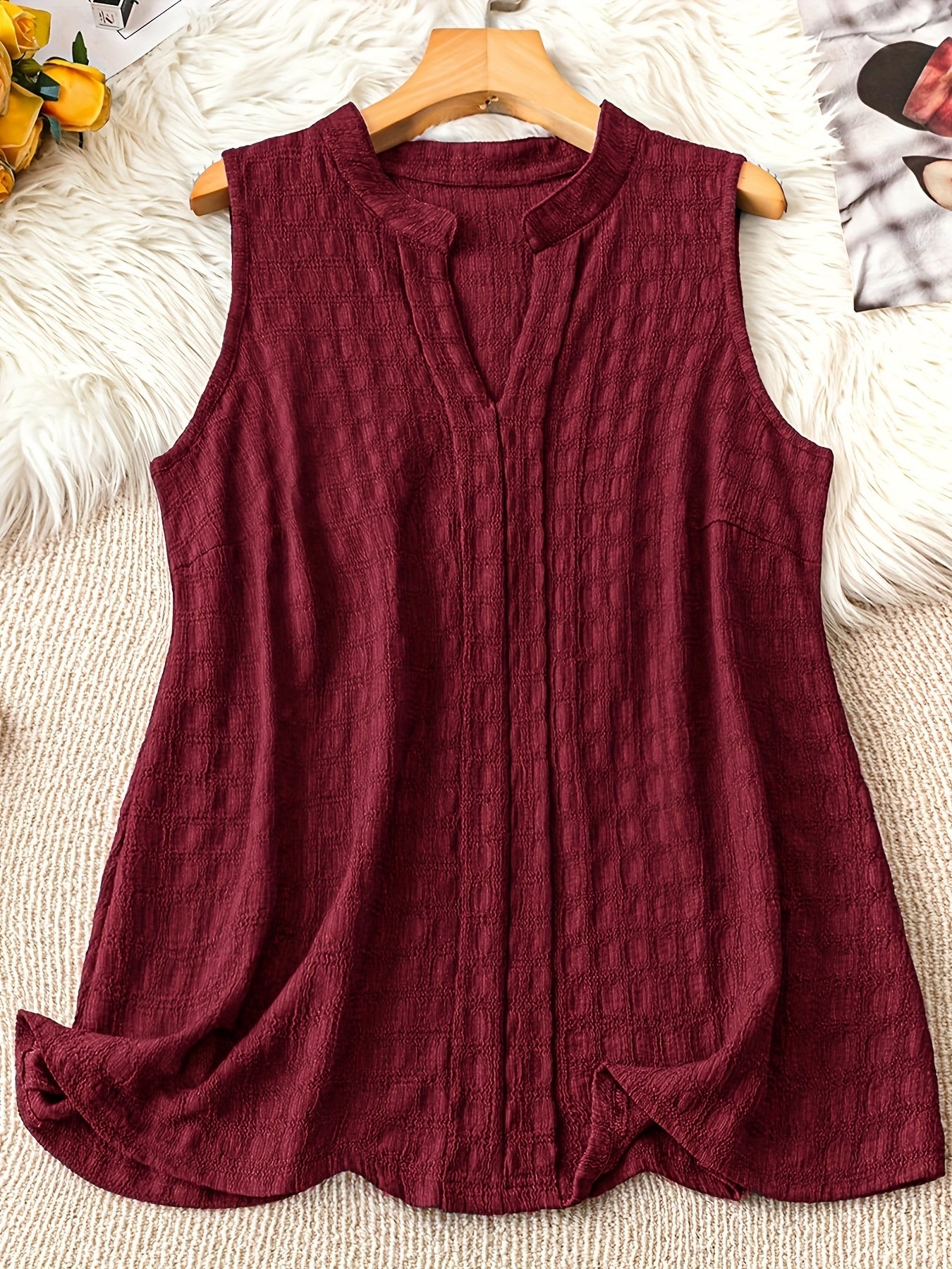 Damen Elegantes Ärmelloses Tunika-Top mit V-Ausschnitt – Perfekt für Alltag und Freizeit
