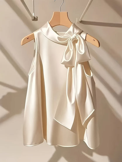 Damen Elegantes ärmelloses Oberteil mit Schleifendetail für festliche Anlässe