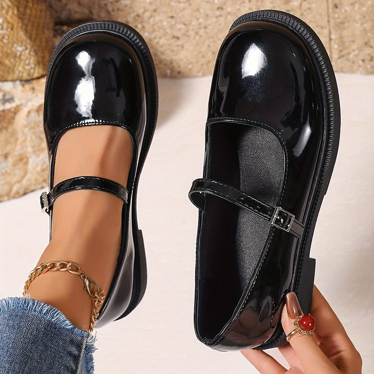 Damen Mary Jane Ballerinas im Preppy-Stil – Bequeme Alltagsschuhe mit Riemchen
