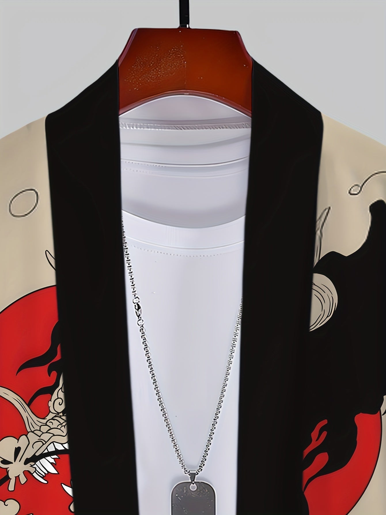 Herren Kimono Cardigan mit japanischem Drachen- und Samurai-Print – Streetwear Stil